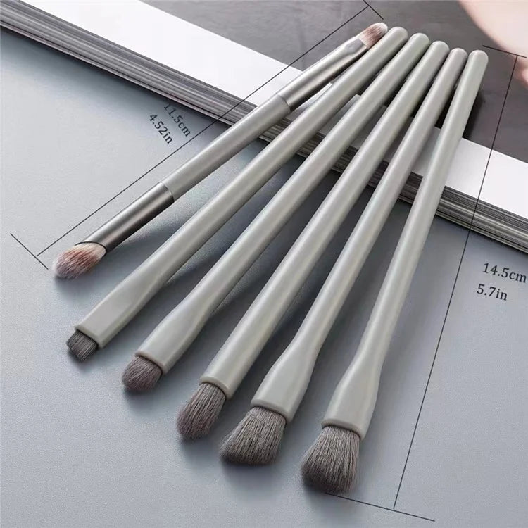 6Pcs / Set Eyeshadow Brush Set Soft Fiber Eye Makeup Brushes with Bag for Eyebrow, Eyeliner, Concealer Blending