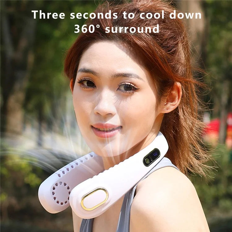 5 Gears Adjustable Neck Hanging Fan Brushless Motor Cooling Fan with Digital Display