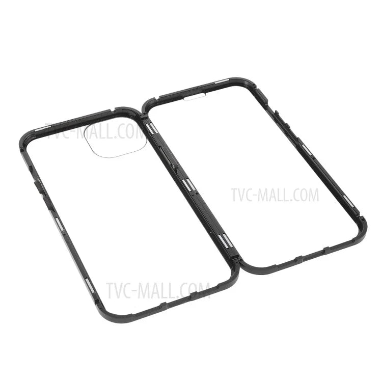 Anti-Drop Clear Light Full Coverage Metal Frame + Double-Sided Tempered Glass Magnetic Absorption Phone Case for iPhone 13 mini 5.4 inch