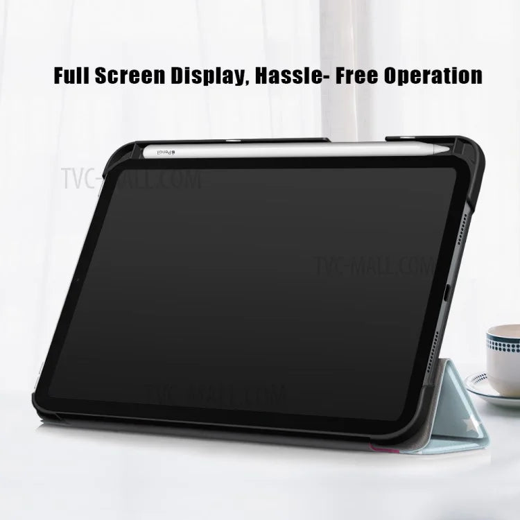 Slim Lightweight Anti-Drop Auto Wake / Sleep Premium Tri-Fold Stand PU Leather Tablet Case Cover with Pen Holder for Apple iPad mini 6 (2021)