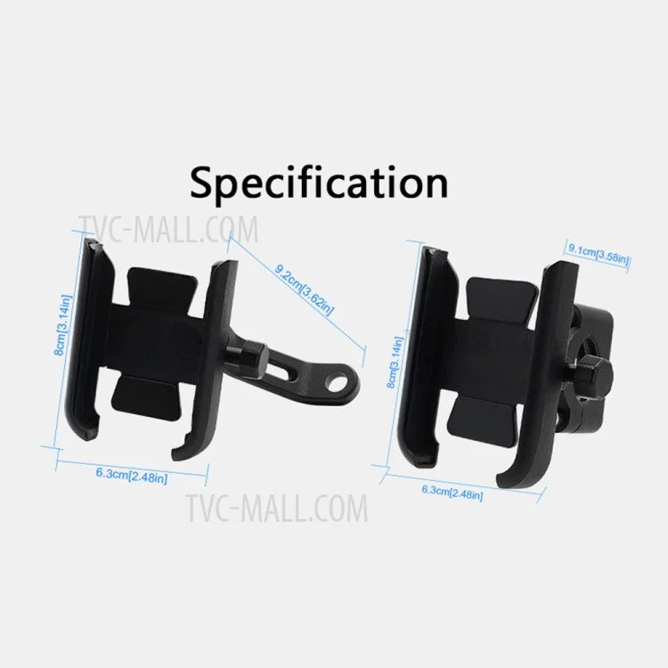 WUPP 360 Degree Aluminum Alloy Motorcycle Bike Rear Mirror Phone Holder GPS Stand Mount for 4-6.5 inch Phone