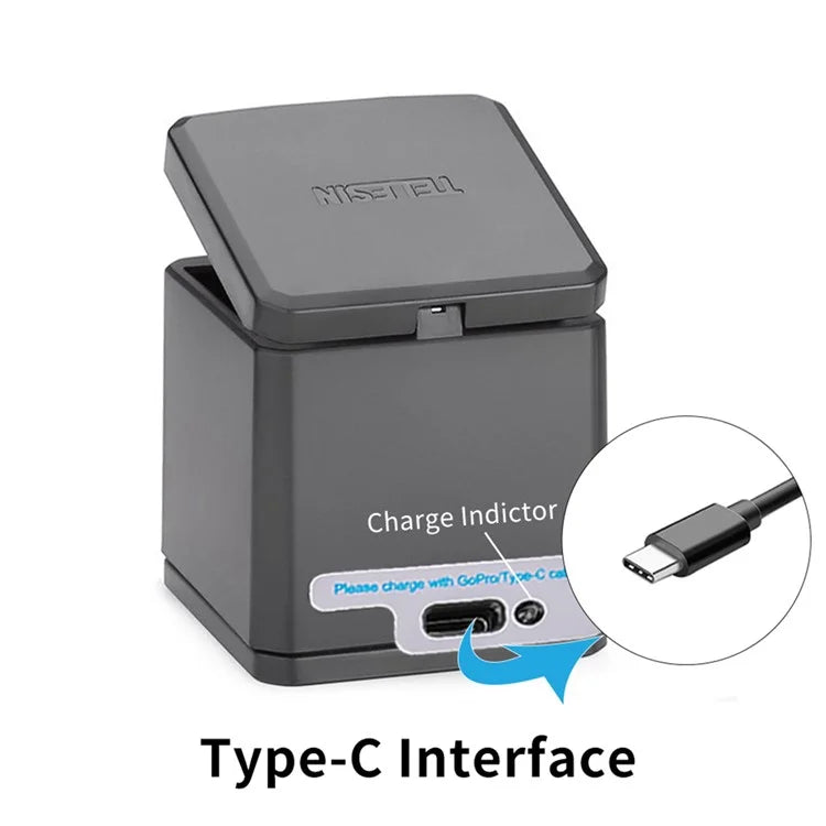 TELESIN AT762 3-Channels Battery Charger 3 Slots Charging Dock Battery Carrying Case for GoPro Hero 5 / 6