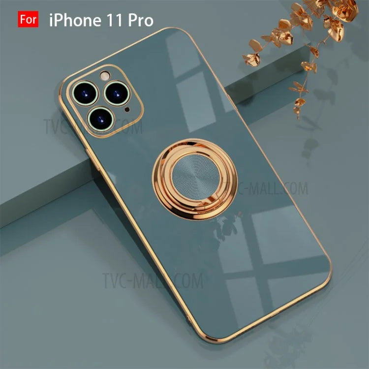 6D Electroplating TPU Phone Cover with Metal Ring Kickstand for iPhone 11 Pro / iPhone 11 / iPhone 11 Pro Max Pro