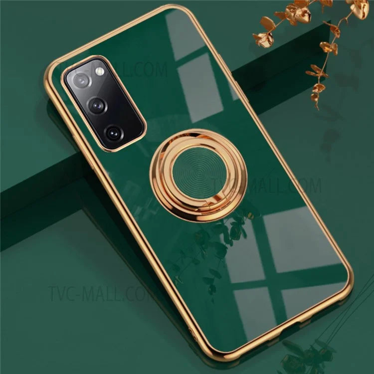 6D Electroplating Soft TPU Case with Metal Ring Kickstand for Samsung Galaxy S20 FE 2022/S20 FE/S20 4G /S20 5G/S20 Plus 4G/5G/S20 Ultra
