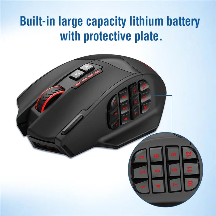 E-YOOSO X33 2.4G Wireless + USB-C Wired Computer Gaming Mouse with 12 Side Buttons