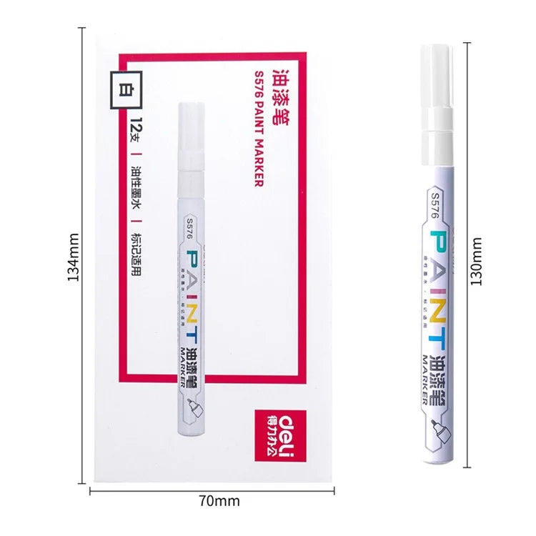 DELI S576 12Pcs / Pack Paint Pens for Artistic Drawing, DIY Crafting, Coloring, Note-Taking Marker Pen