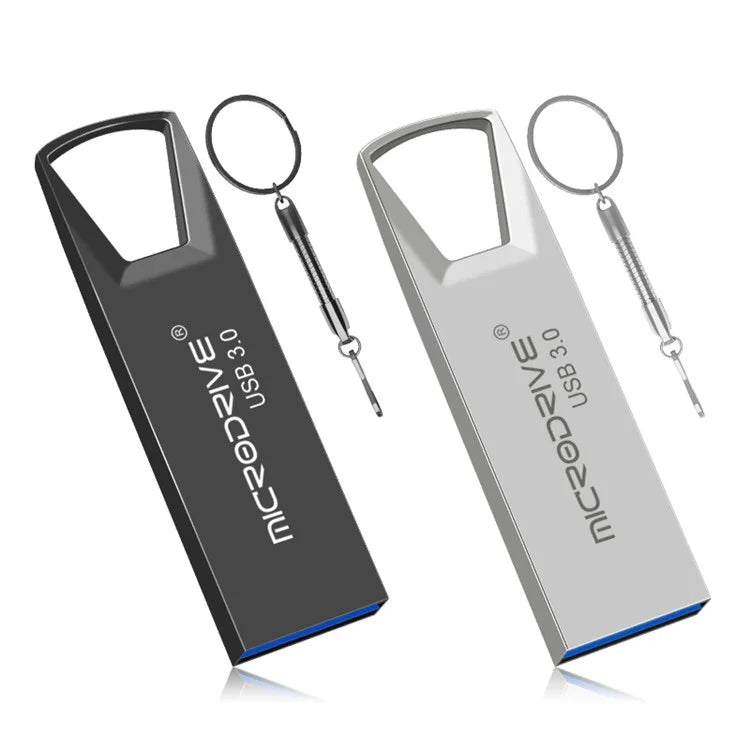 MICRODRIVE 64GB High Speed Flash Drive USB 3.0 Metal U-Disk with Key Ring