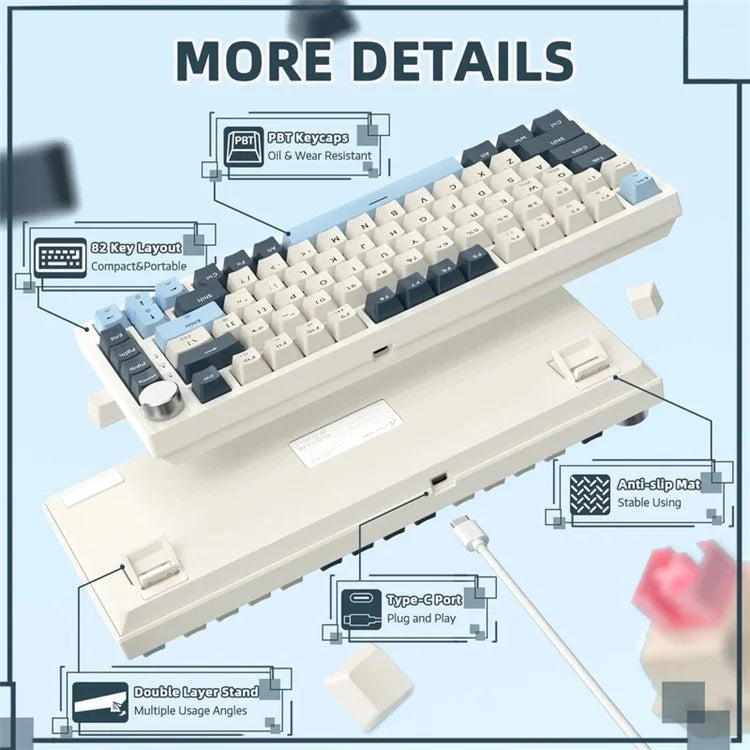 ATTACK SHARK K85 Type-C Wired Mechanical Keyboard Wired 82 Keys Magnetic Switch RGB Gaming Keyboard