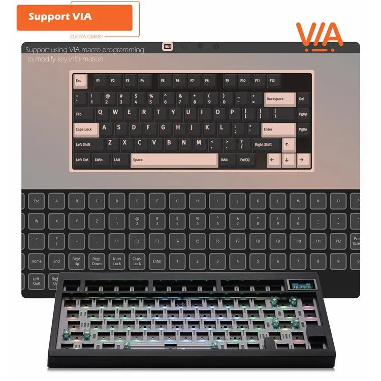 GMK81 RGB Backlight Hot Swappable Wireless+USB-C Wired+Bluetooth Mechanical Keyboard Kit