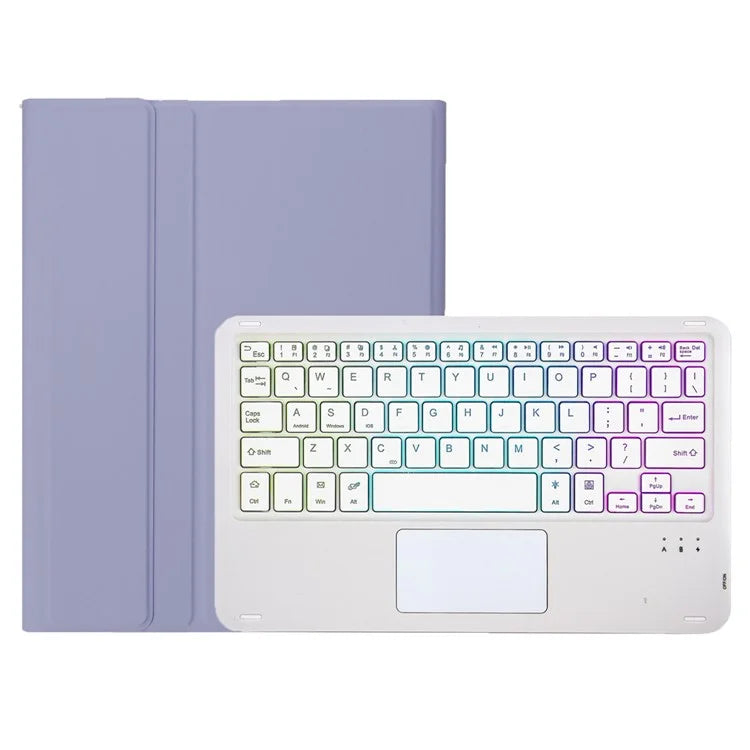 A13B-AS For iPad Pro 11 (2024) Pen Slot Design Leather Tablet Cover + Backlit Bluetooth Keyboard with Touchpad