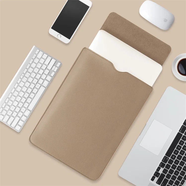 14-inch Waterproof PU Leather Laptop Bag Shockproof Notebook Carrying Pouch