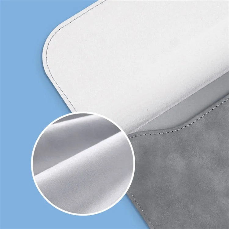 16" Horizontal Laptop Bag PU Leather Soft Lining Notebook Sleeve + Small Bag