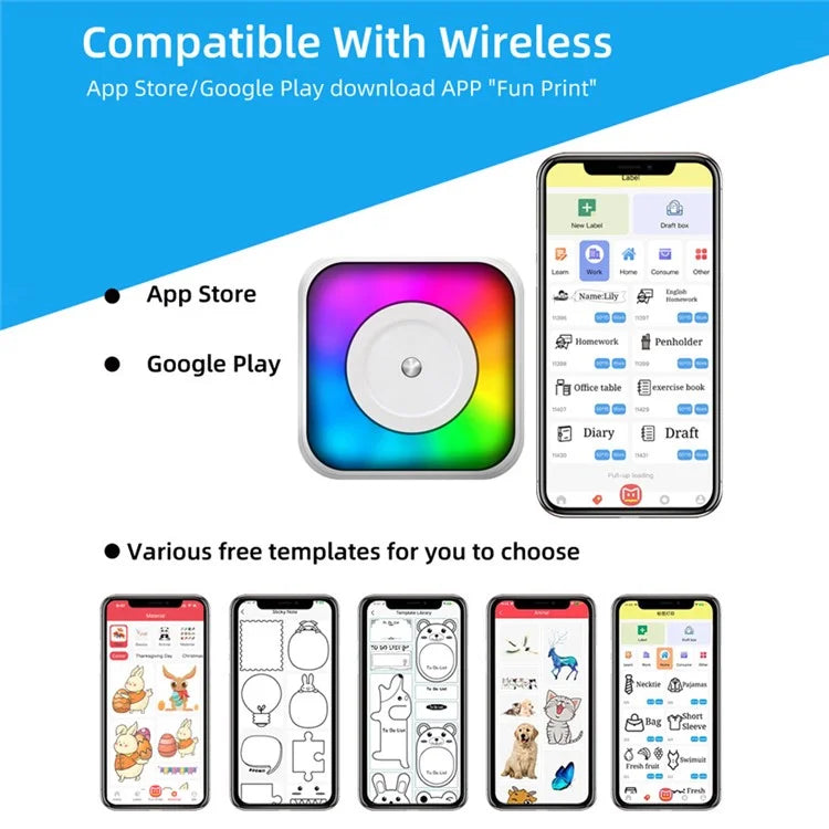 C31 Portable Wireless Bluetooth Thermal Lable Printer with Printing Paper Kit Set