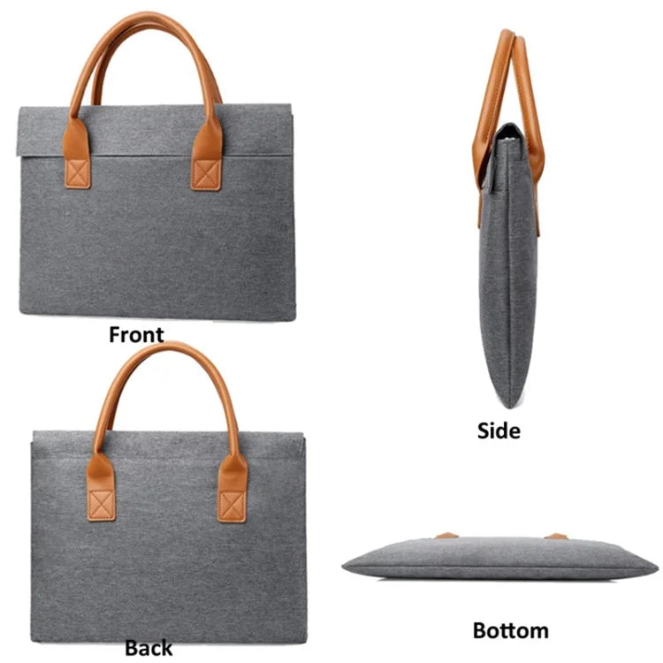 13.4-14.4 inch Medium Computer Carrying Case Oxford Cloth Handbag Laptop Bag with PU Handle