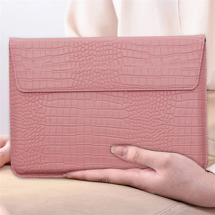15.4-Inch Laptop Sleeve Crocodile Texture PU Leather Notebook Computer Storage Bag