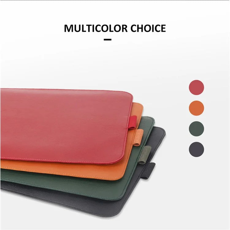 16-17 inch Laptop Sleeve Bag PU Leather Notebook Carrying Pouch with Mouse Bag and Cable Bundle Straps
