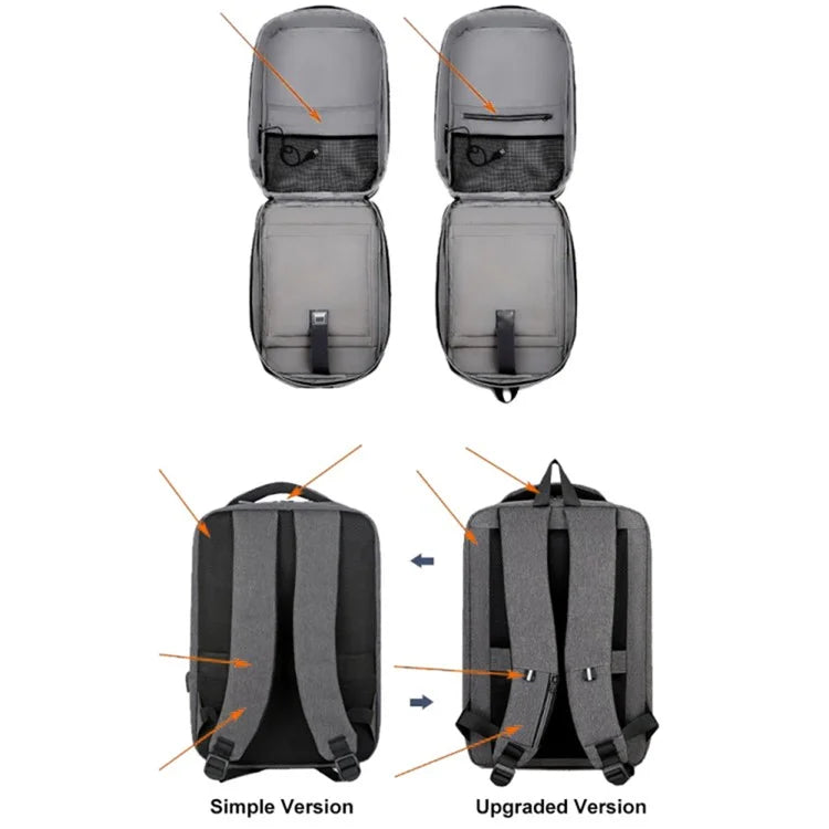 15 inch Laptop Backpack Waterproof Oxford Cloth+Polyester Computer Rucksack with USB Charging Port