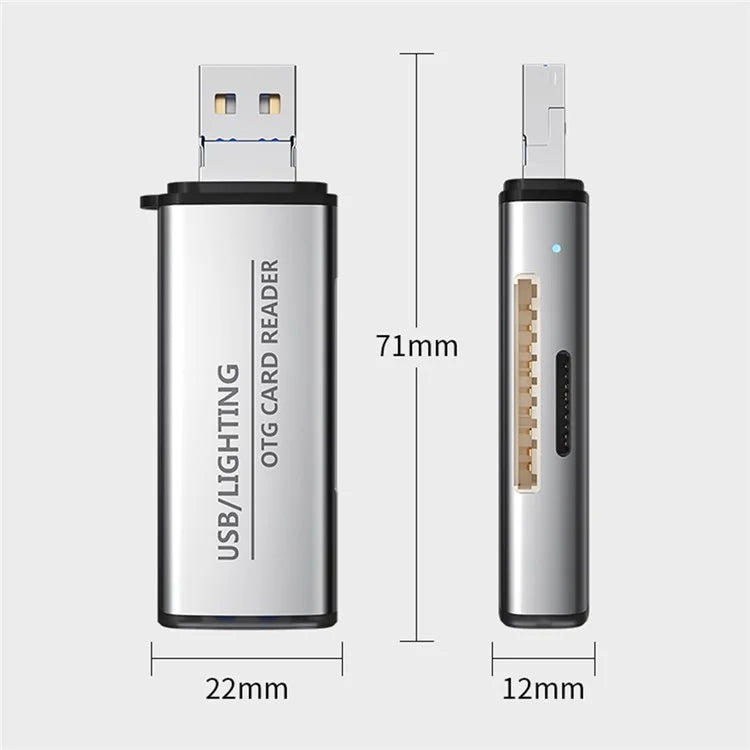 ADS-118 USB / 8-Pin 2-in-1 SD TF Memory Card U-Disk Reader Data Transfer OTG Adapter