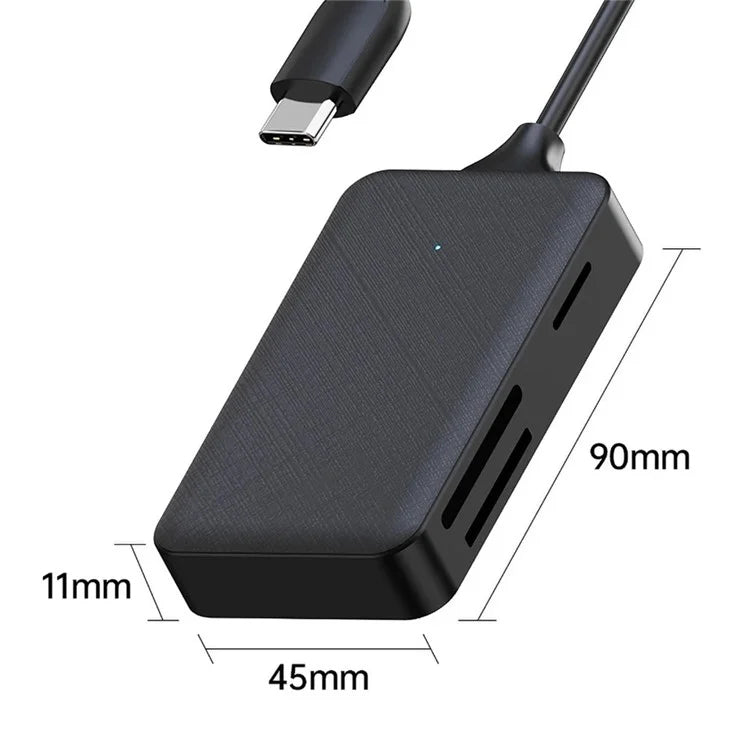 4-In-1 USB-C Card Reader for SD+TF+MS+CF Cards Laptop Computer Data Transfer Adapter