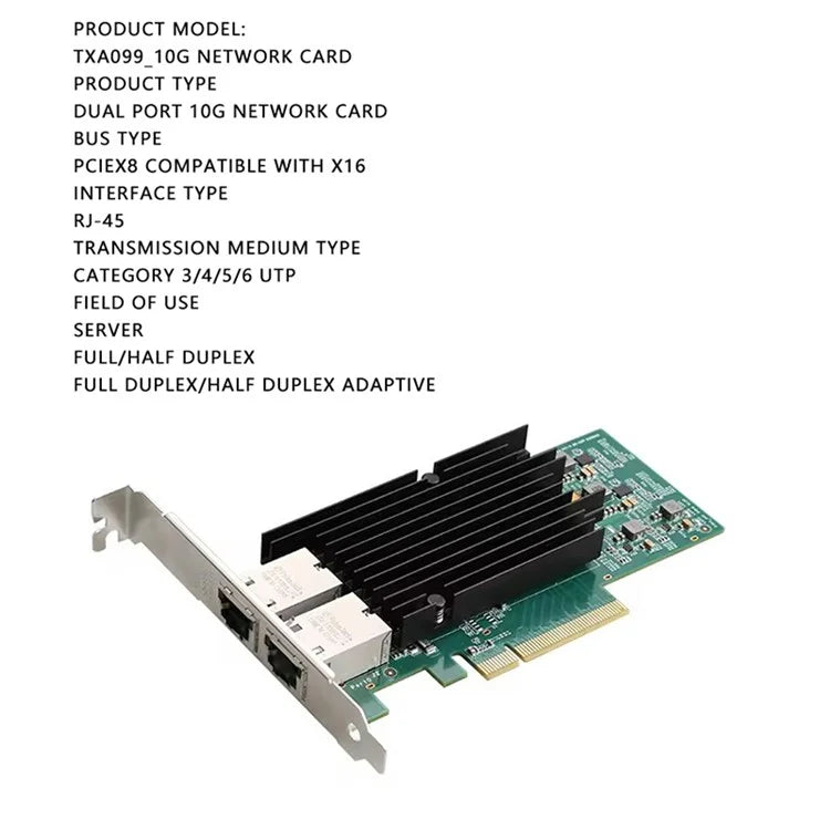 TXA099 Intel X540 Dual Port Network Card 10Gbps PCI-E X8 Server Ethernet Card