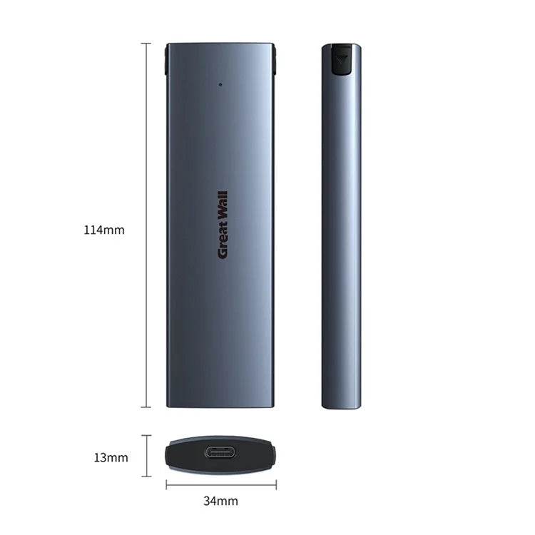 GREAT WALL HE301 Type-C NVMe / PCIe M.2 External SSD Enclosure Fast Data Backup with Smart Sleep Function