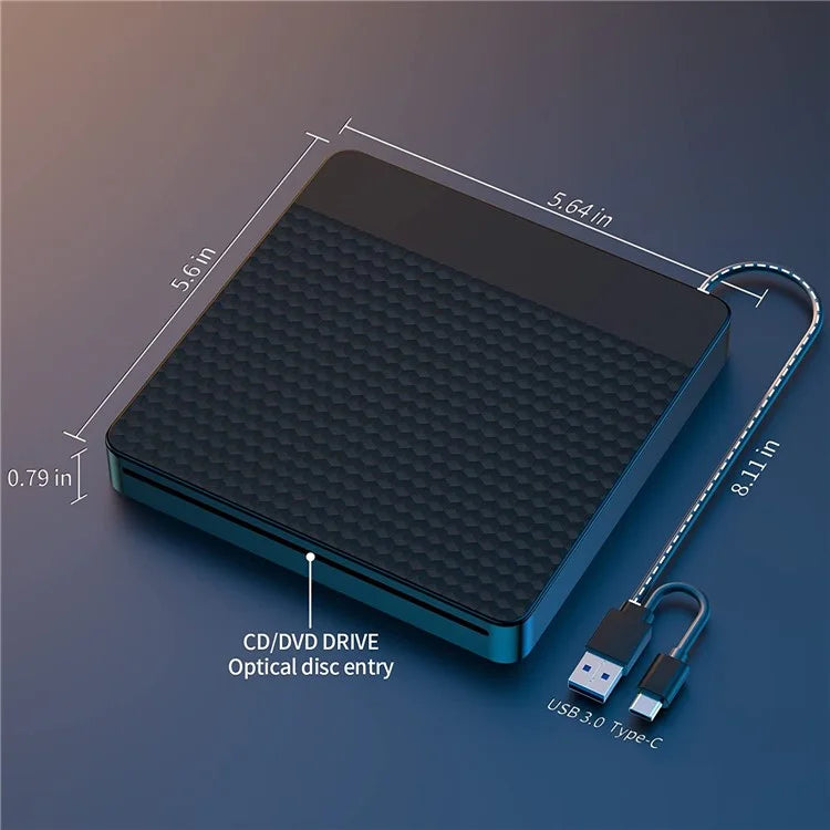 X001 External Optical Drive CD / DVD Burner Reader USB 3.0+Typle C Disc Player