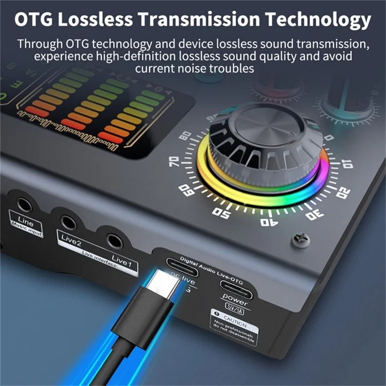 C100 Karaoke Recording Mobile Audio Mixer Sound Card for Live Streaming Recording