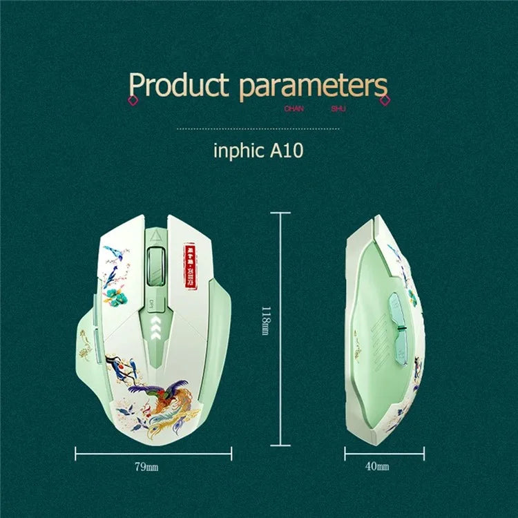 INPHIC A10 Summer Palace Style Bluetooth 4.0 / Bluetooth 5.0 / 2.4G Wireless Mouse Home Office Mute Mice