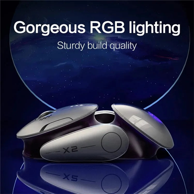 INPHIC X2 3 Modes Mouse Wireless Bluetooth 4.0 / 5.0 Mouse 2400DPI Rechargeable Mice with Light for Laptop