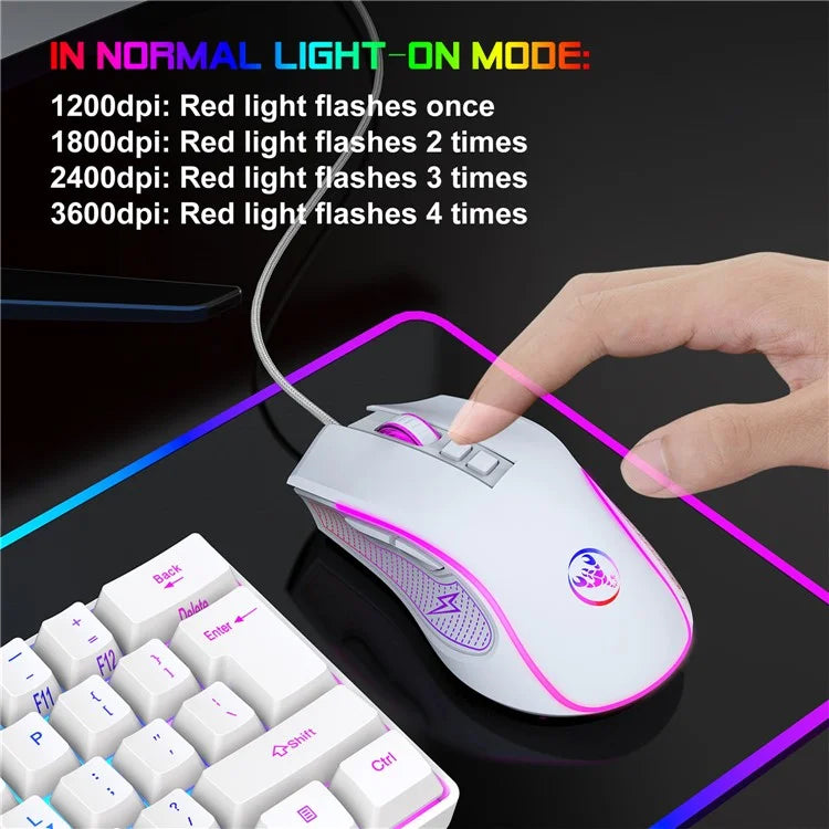 HXSJ X100 USB Wired Gaming Mouse 3600DPI Colorful Light Computer Laptop Mice