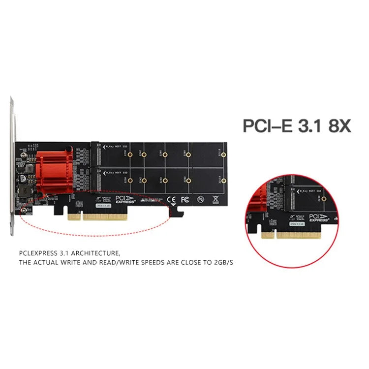 TXB122 ASM18 12 Adapter Heat Sink M.2 NVME SSD Expansion Card to PCI-E 3.0 X8 Adapter Card