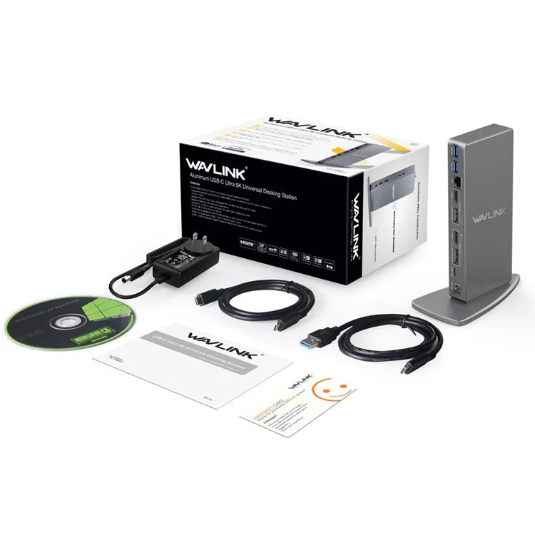 WAVLINK WL-UG69DK7 Type-C Universal Docking Station Desktop Laptops Aluminum Alloy Hub Adapter Support 4K / 5K