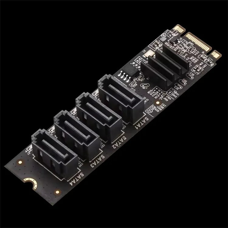 TXB184 Key-M Key-B M.2 NVME Adapter Card PCI-E 3.0 to 4-port SATA3.0 Expansion Card
