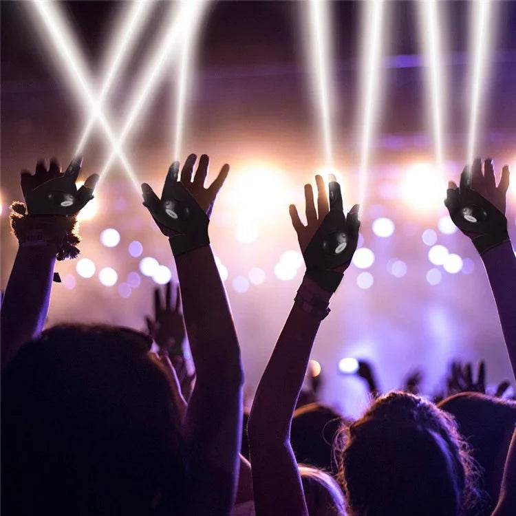 1 Pair Left + Right Hand Outdoor Night Fishing LED Flashlight Mitten Fingerless Glove