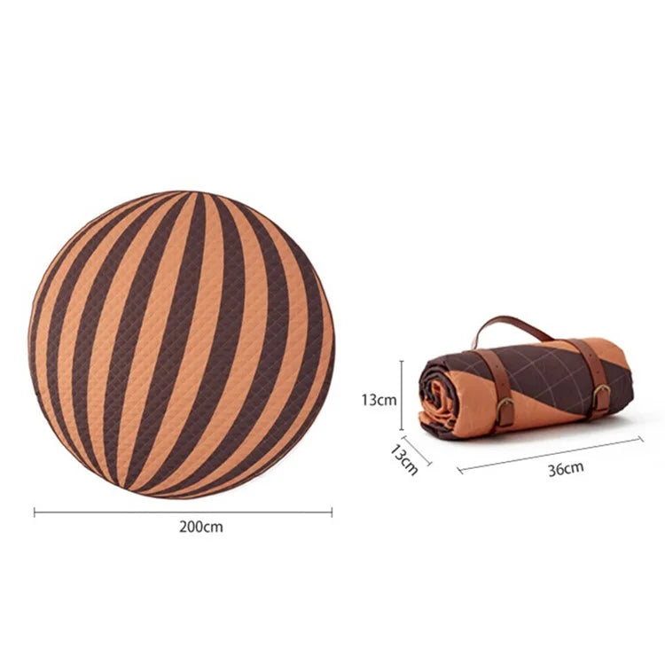 200cm Round Moisture-proof Picnic Mat Outdoor Camping Carpet with Webbing Strap