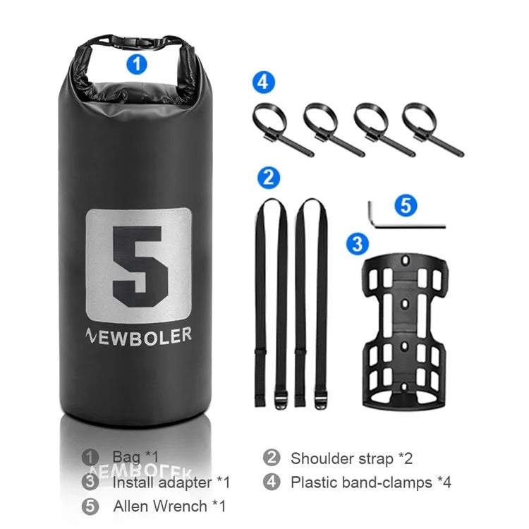 NEWBOLER 2 Bike Front Fork Pannier Bags (5L) + 2 Front Fork Racks + 4 Adjustable Straps + 8 Fixing Straps