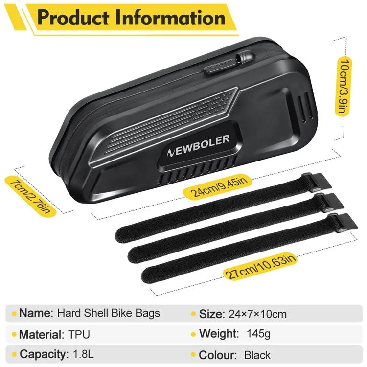 NEWBOLER BAG036 Hard Shell Bike Tube Bag Waterproof Phone Storage Pouch for MTB Bicycle
