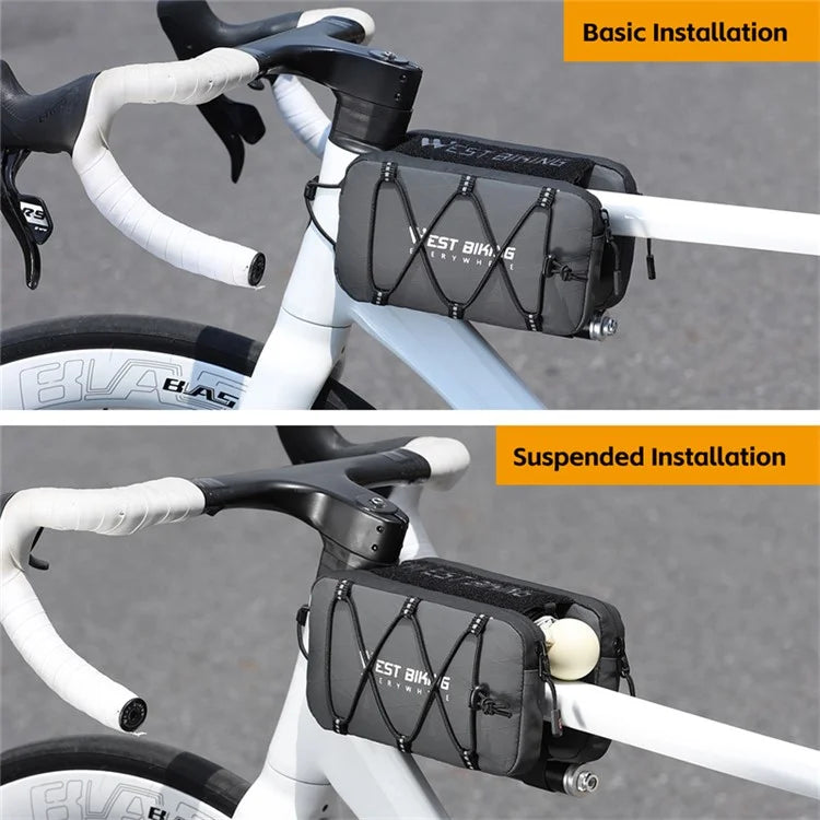 WEST BIKING YP0707386 Bicycle Top Tube Bag Suspended Installation Bike Front Beam Storage Bag