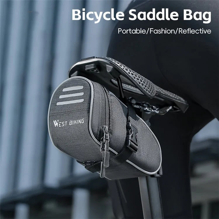 WEST BIKING YP0707388 1L Bike Saddle Bag Oxford Canvas Reflective Bicycle Tools Storage Bag