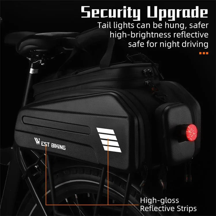 WEST BIKING YP0707342 Multifunctional Tail Bag Waterproof E-Bike Trunk Bag Reflective Pannier Bag