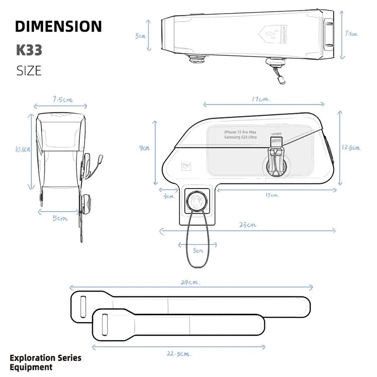 RHINOWALK K33 Magnetic Waterproof Bike Tube Bag MTB Frame Bag TPU+Polyester Cycling Pouch