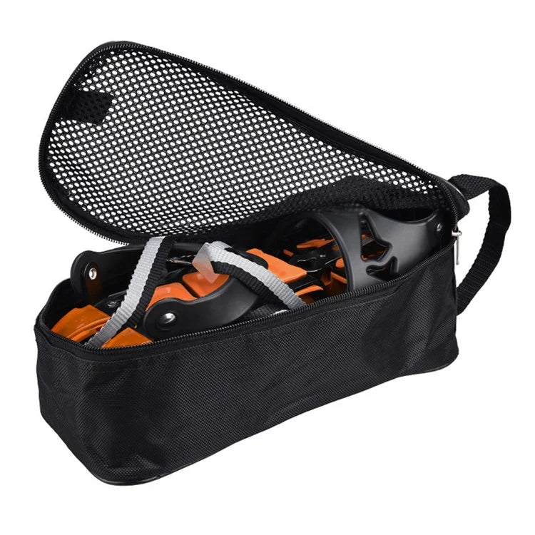 AOTU 1 Pair 18 Teeth TPU+Manganese Steel Anti-slip Crampons Snow Ice Walking Shoe Grippers