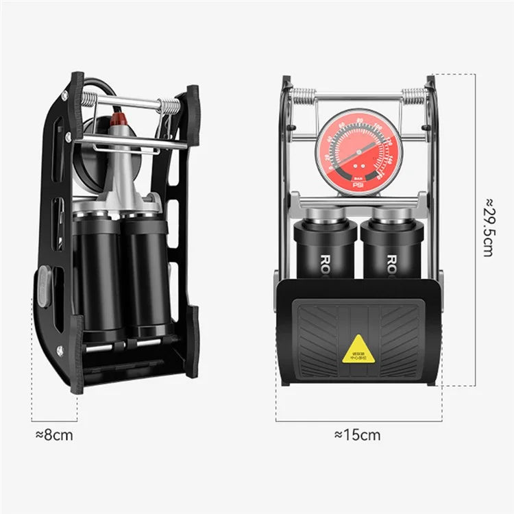 ROCKBROS 160PSI High-Pressure Floor Foot Pump Portable Bike Air Inflator Pump with Air Pressure Gauge