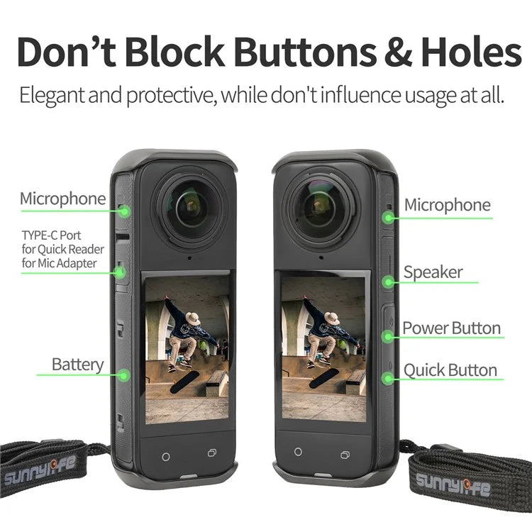 SUNNYLIFE X4-SD813 For Insta360 X4 Case Graphene Thermal Conductivity Protector Cover with Anti-Lost Strap