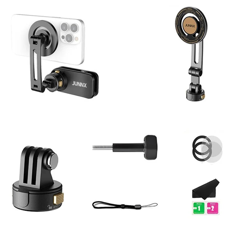 Gp-039 Clip to Backpack Camera Mount with Magnetic Phone Holder+Magnetic Quick Release Bracket for GoPro