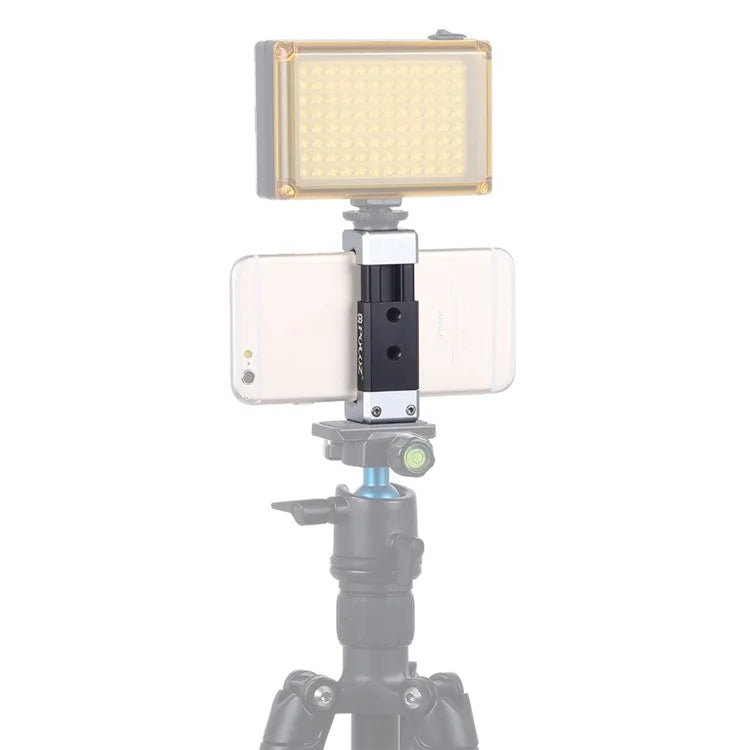 PULUZ PU370 Cold Shoe Adapter Phone Clamp Aluminum Alloy Retractable Phone Clip