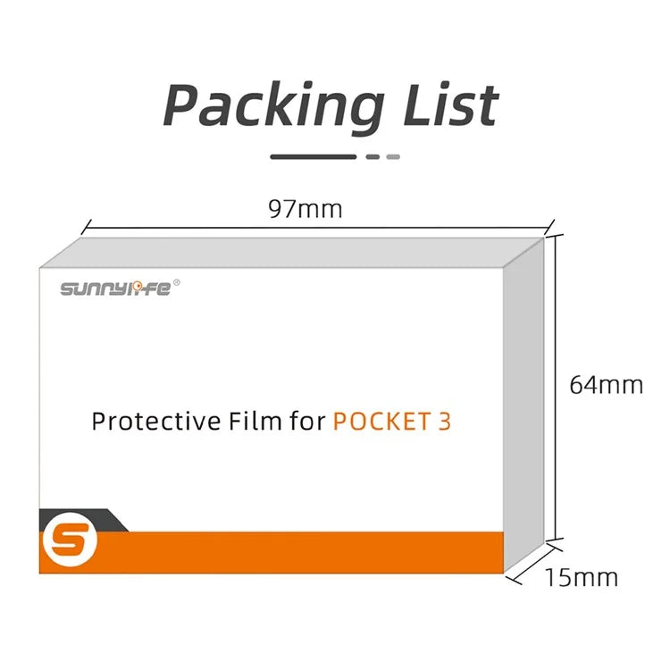 SUNNYLIFE OP3-BHM717 2Pcs Tempered Glass Screen Protector + 2Pcs Lens Film for DJI Osmo Pocket 3 Handheld Camera