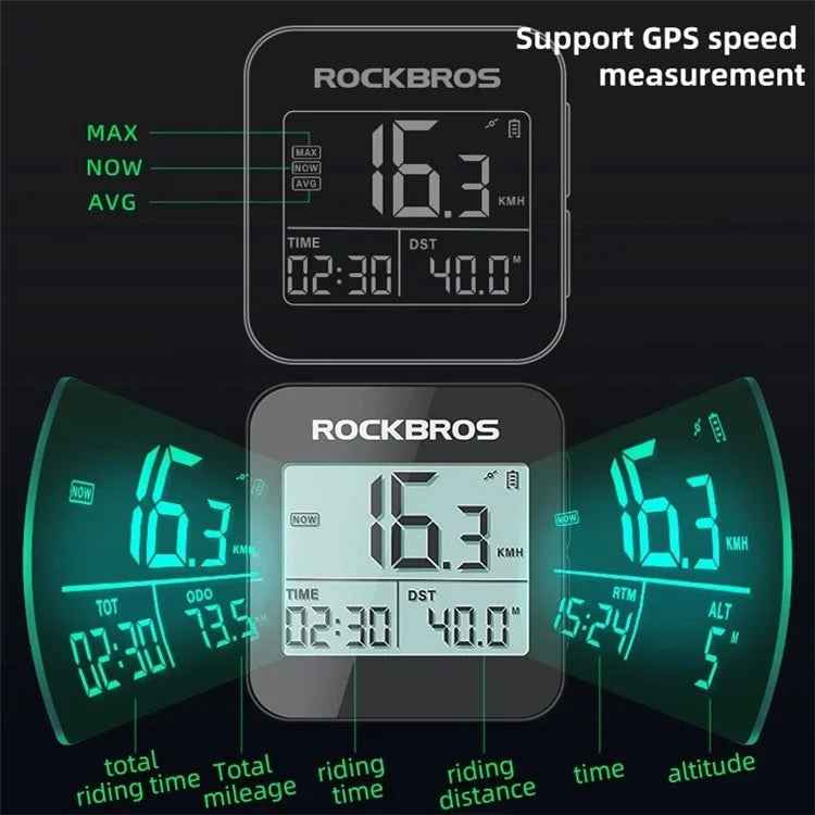 ROCKBROS G1 Cycle Wireless Speedometer GPS Bike Computer IPX6 Waterproof Bicycle Odometer