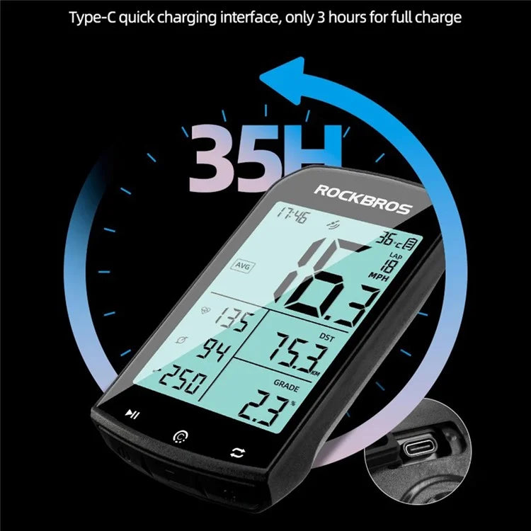 ROCKBROS M1 GPS Bike Computer ANT+ Bluetooth Bicycle Computer Mini Speedometer Odometer