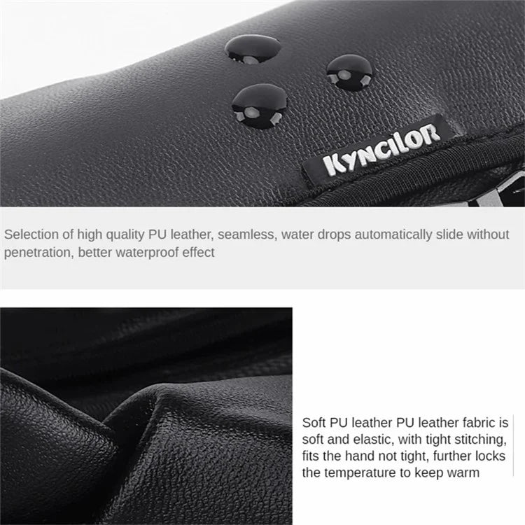 KYNCILOR A0032 1 Pair PU Leather Gloves Thermal Velvet Lining Touch Screen Function Hand Gloves Protector